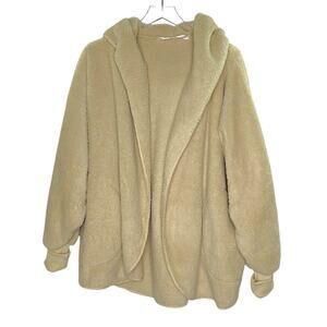 The Royal Standard OS Tan Sierra Open Front Cardigan Hooded Plush Cozy Lounge